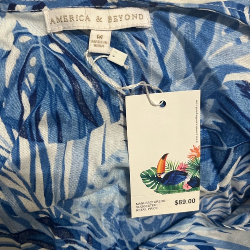 America & Beyond blue floral tropical maxi swim cover up NWT - Picture 5 of 5